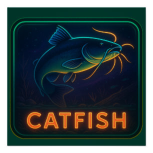 Neon Catfish Poster Print