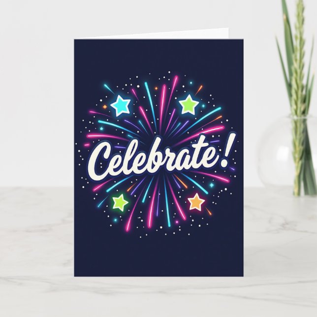 Neon Celebration Birthday Card (Front)