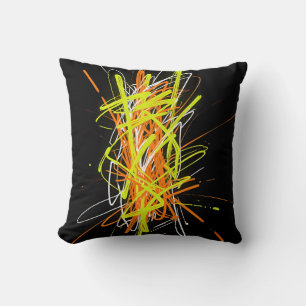 Neon Chaos Abstract Energy Explosion Cushion