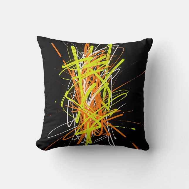 Neon Chaos Abstract Energy Explosion Cushion (Front)