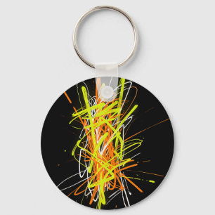 Neon Chaos Abstract Energy Explosion Key Ring