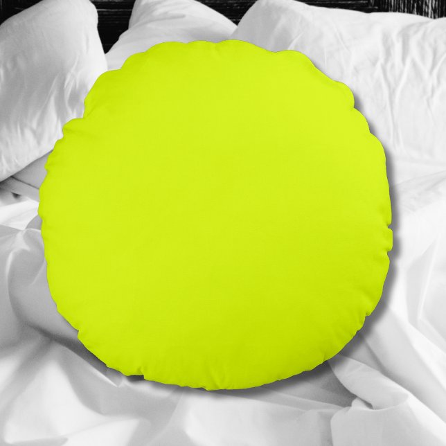 Neon Chartreuse Solid Colour | Classic Round Cushion (Creator Uploaded)
