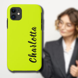 Neon Chartreuse Solid Colour   Custom Personalise iPhone 11 Case