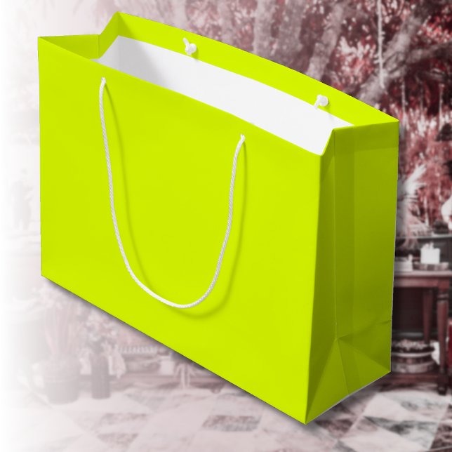 Neon Chartreuse Solid Colour | Trendy Colour Large Gift Bag (Creator Uploaded)