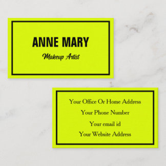 Neon Chartreuse Yellow Black Fluorescent Colourful Business Card