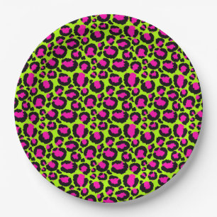 Neon Cheetah Pattern, Boys Girls & Kids, Leopard Paper Plate