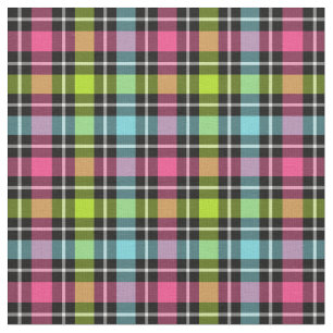 Neon Chequered Girly Plaid Fabric