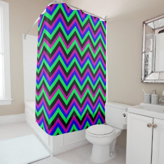 Neon Chevron – Bold Colour Zigzag Pattern Shower Curtain