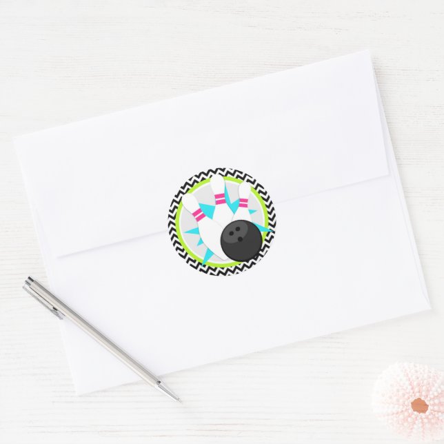 Neon Chevron Bowling Stickers (Envelope)