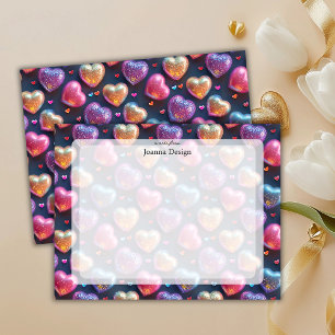 Neon Chic Puffy Valentines Heart Navy Blue Card