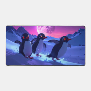 Neon Chill Penguins Desk Mat
