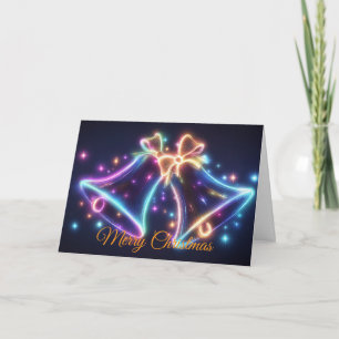 Neon Christmas Bells Holiday Card