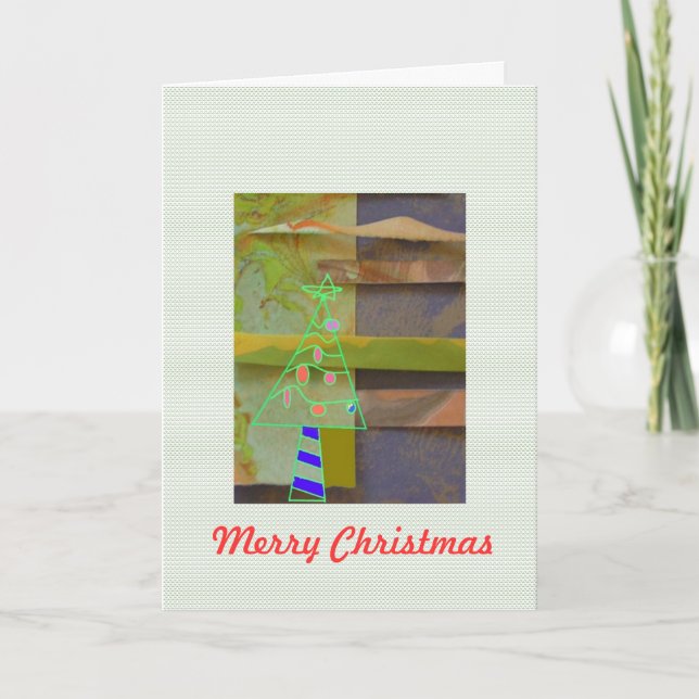 Neon Christmas Tree Holiday Card (Front)