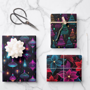 Neon Christmas Wrapping Paper Sheet