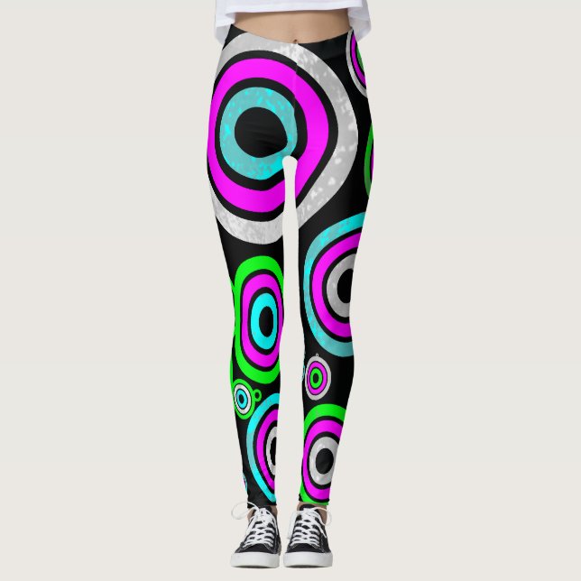 Neon circle abstract leggings (Front)