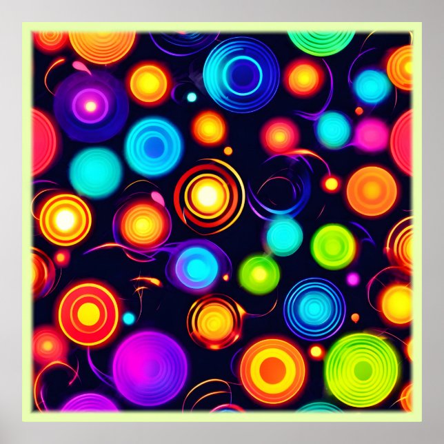 Neon Circle Explosion Poster (Front)