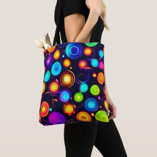 Neon Circle Explosion Tote Bag