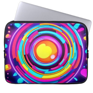 Neon Circle Vortex Pattern Laptop Sleeve