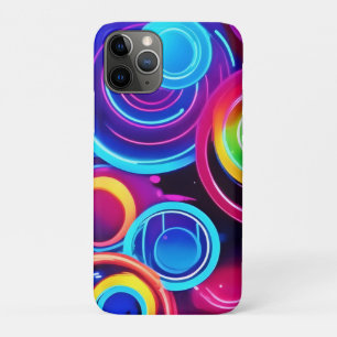 Neon Circles Abstract Art iPhone 11 Pro Case