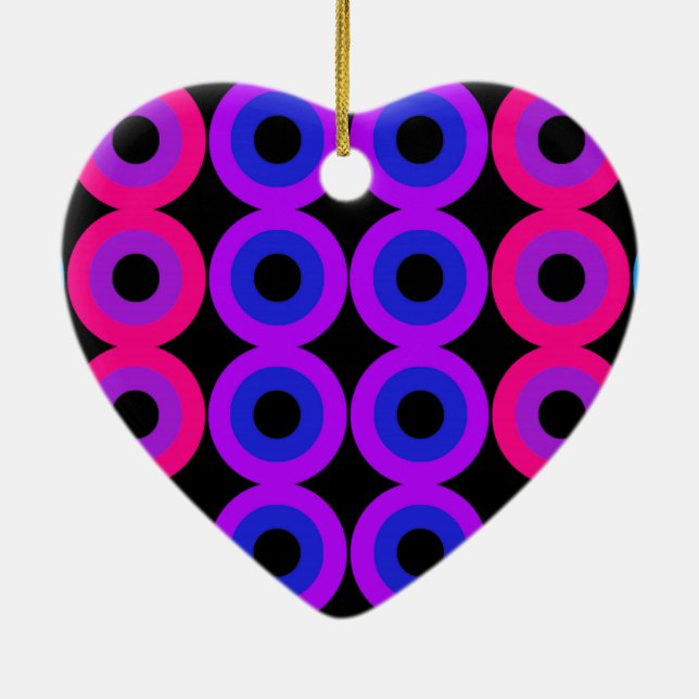 Neon Circles Ceramic Tree Decoration (Back)