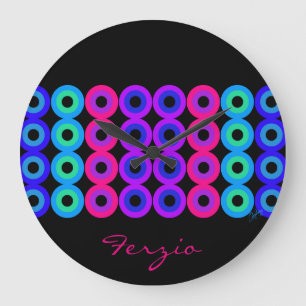 Neon Circles Large Clock