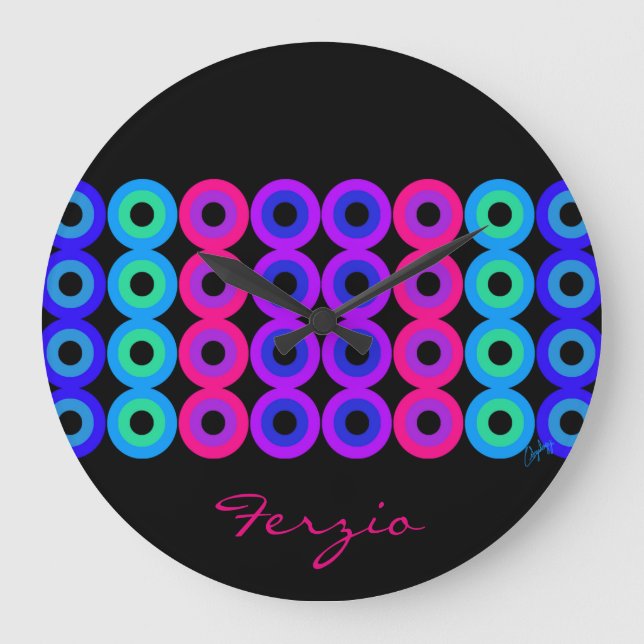 Neon Circles Large Clock (Front)