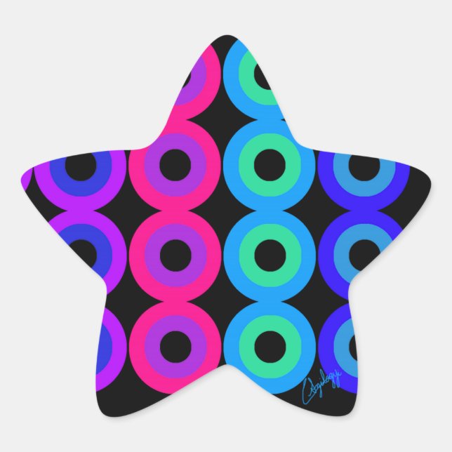 Neon Circles Star Sticker (Front)