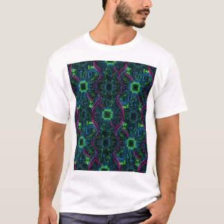 Neon Circuit Matrix – Techno Symmetry in Motion T-Shirt