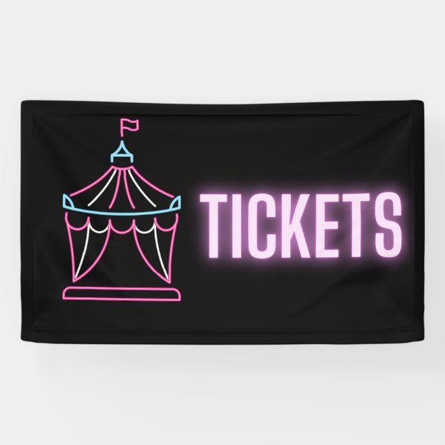 Neon Circus Tent Tickets Indoor Vinyl Sign (Horizontal)