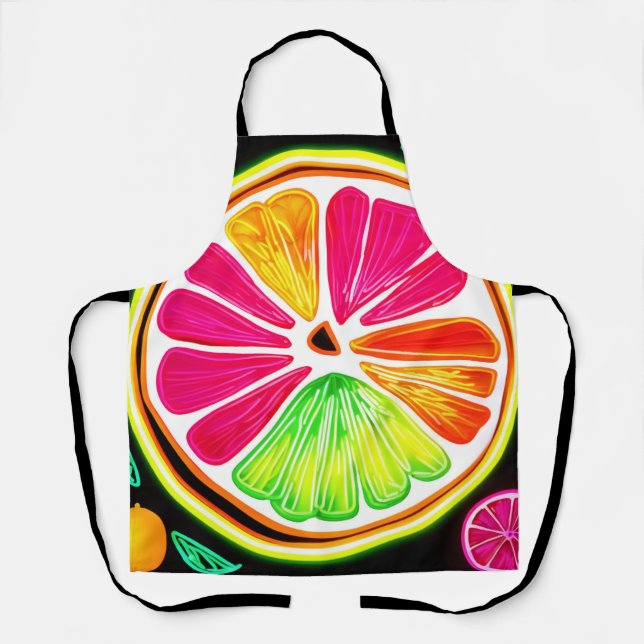 Neon Citrus Fruit Fiesta Apron (Front)