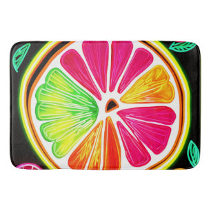 Neon Citrus Fruit Fiesta Bath Mat