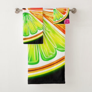 Neon Citrus Fruit Fiesta Bath Towel Set