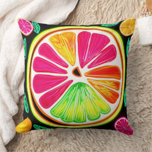 Neon Citrus Fruit Fiesta Cushion