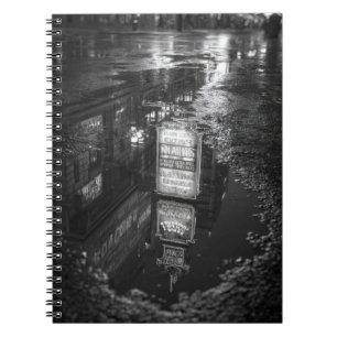 Neon City Reflection Rain Notebook