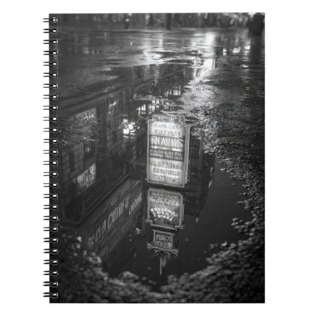 Neon City Reflection Rain Notebook (Front)