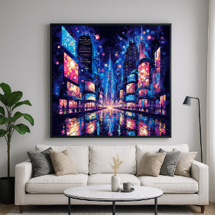 Neon City Street Buzz Poster