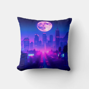 Neon City Synthwave Sunset XL Area Rug Cushion