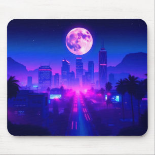 Neon City Synthwave Sunset XL Gaming Desk Mat Mouse Pad