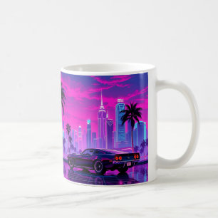 Neon City Tour with cars Coffee Cup
