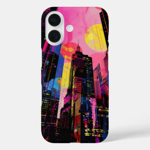 Neon Cityscape iPhone 16 Case