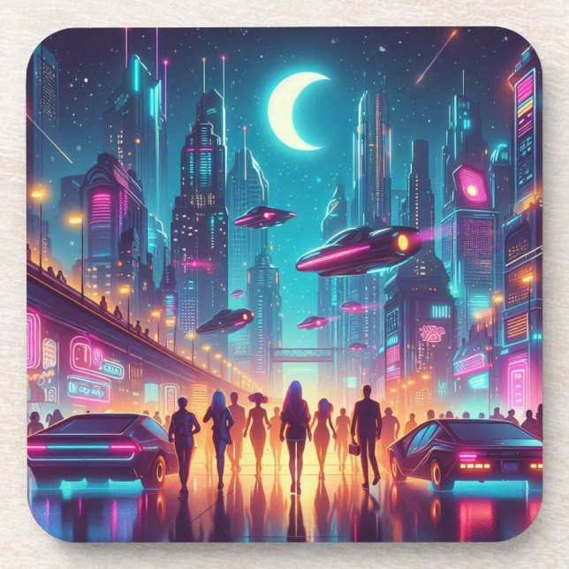 Neon Cityscape Coaster (Front)