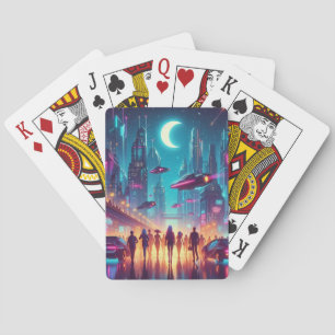 Neon Cityscape Playing Cards
