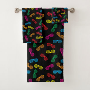 Neon Classic Sunglasses Pattern Bath Towel Set