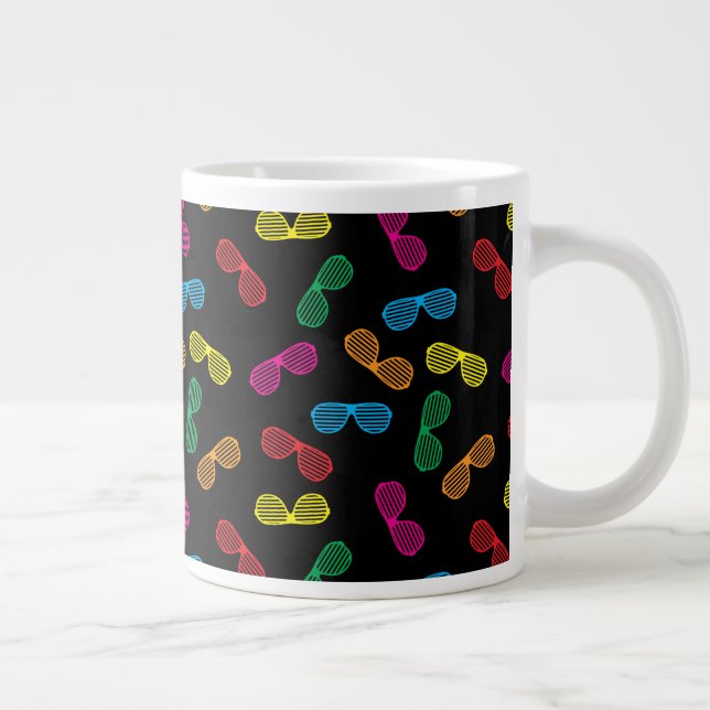 Neon Classic Sunglasses Pattern Large Coffee Mug (Right)