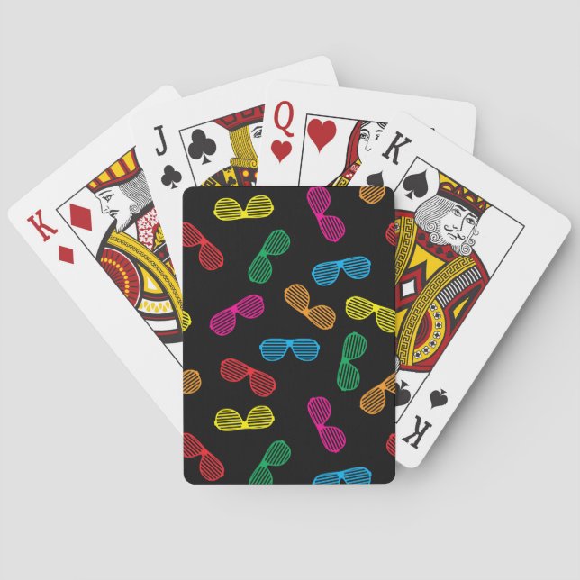 Neon Classic Sunglasses Pattern Playing Cards (Back)