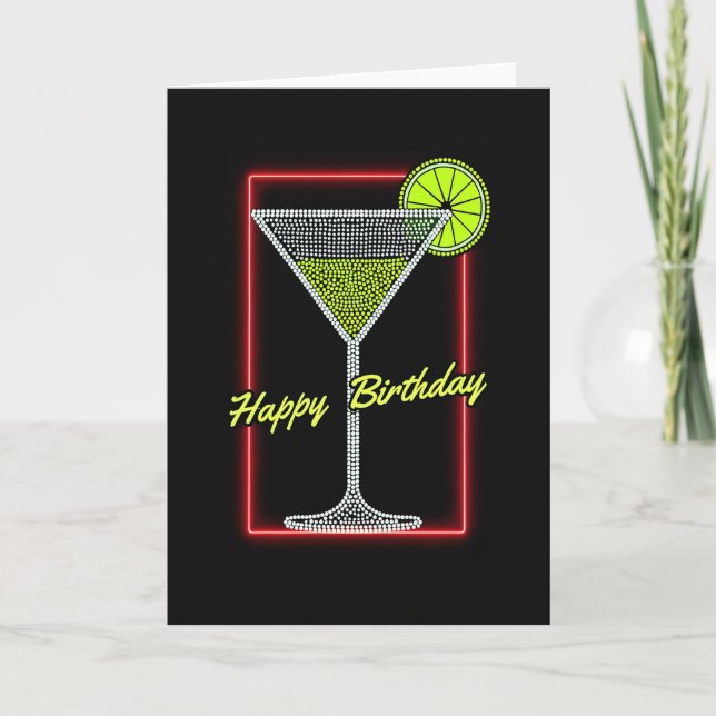 Neon Cocktail Birthday Card (Front)
