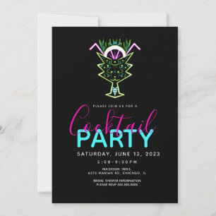 Neon Cocktails Art Party Invitation