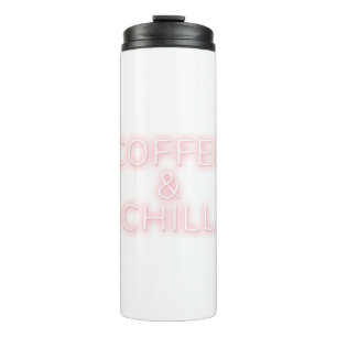 Neon coffee & chill word sticker typography thermal tumbler