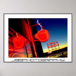 neon coffee cup poster