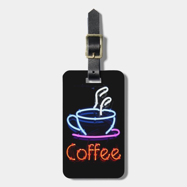 Neon Coffee Sign Luggage Tag (Front Vertical)